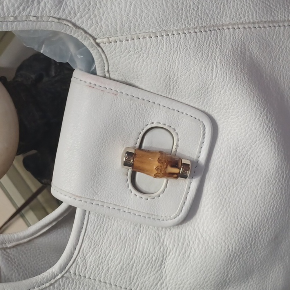 14IN PURE WHITE TALBOTS LEATHER BAG - Picture 8 of 17